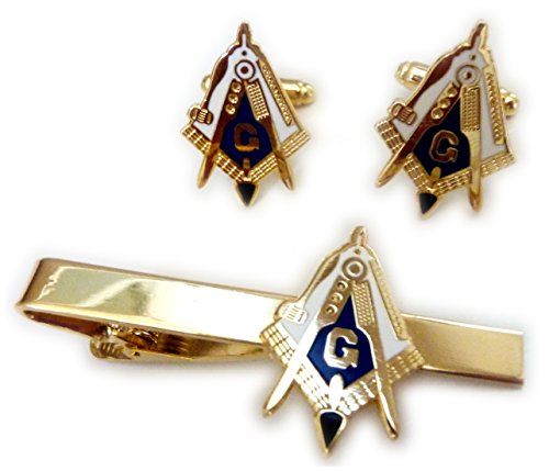 Working Tools Trowel Gavel Master Masonry Masonic Freemason TIE BAR CUFFLINKS SET