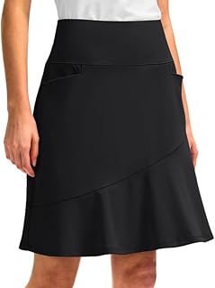 Skorts Skirts for Women with 5 Pockets 20" Knee Length Golf Skirt Modest Long Tennis Athletic Skirts for Women