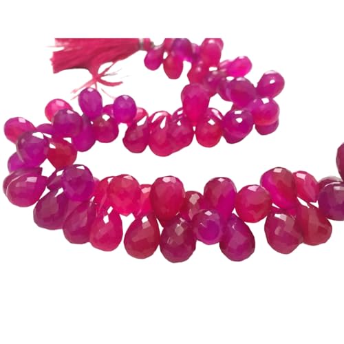 Perles de calcédoine rose en forme de larme 7x12 mm ombrées pour collier en pierre naturelle