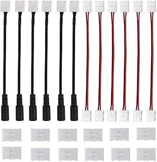 RUNCCI-YUN 8mm 2pin 3528 2835 LED Connector,5.5mm x 2.1mm LED DC Power Supply Connector×6LED Strip Connectors 2 pin×12