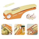 Jenshhch Multifunktionale Knoblauchpresse Mit Dosenöffner Schäler Küchenhelfer Aus Kunststoff Für Einfaches Pressen Schneiden In Orange Grün Weiß (B)