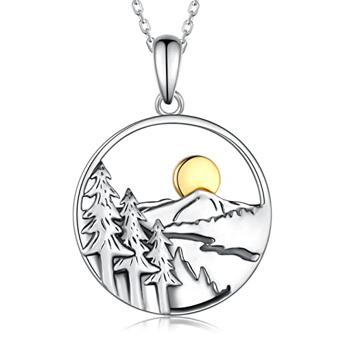 Mountain Necklace Sterling Silver Mountain Pendant Necklace Nature Jewelry Gift for Skiers, Hikers, Campers, Climbers,Nature Lovers