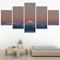 SIGNWIN 5 Panel Canvas Wall Art Snow Mountain for Home Decorations Ready to Hang - 60