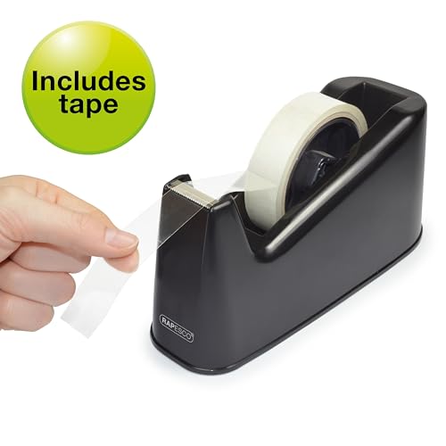 Rapesco 1740 Business Pack: 3 Klebebandabroller 500 und 3 Transparente Klebebandrollen, Schwarz