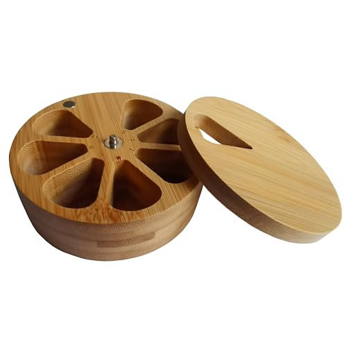Image of fashciaga Bamboo Wood Daily Weekly Vitamin Medicine Pill Organizer Case Box,Kitchen Salt Spice Cellar Containers,Earring Ring Jewelry Storage Decorative Box (Small)