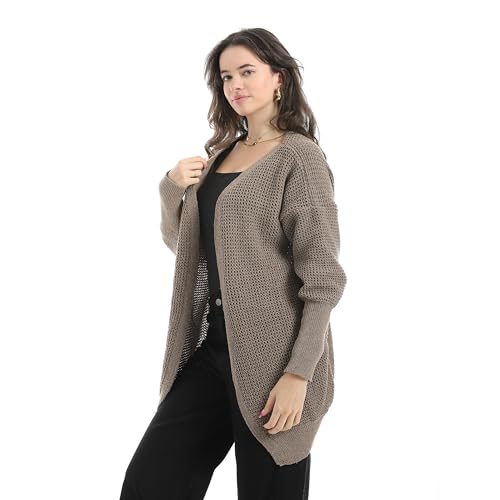 Andora Turned Down Plain Self Pattern WOMEN Sweater Cafe_ One Size