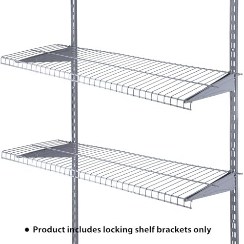 Image of Wonderjune 6 Pcs Adjustable Locking Shelf Bracket 16 Inch Shelf Brackets Heavy Duty Wire Shelving Brackets for Deep Wire Shelving Double Track System (Gray)