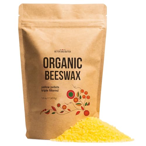Organic Beeswax Pellets | Beeswax for Candle Making Wax Food Wraps Furniture Polish Lip Balm Making | Food Grade 100% Pure Yellow Beeswax Pastilles | 1 LB