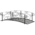 Outsunny 6' Metal Arch Backyard Garden Bridge, Safety Siderails, Arc Footbridge for Backyard Creek, Stream, Pond, Black