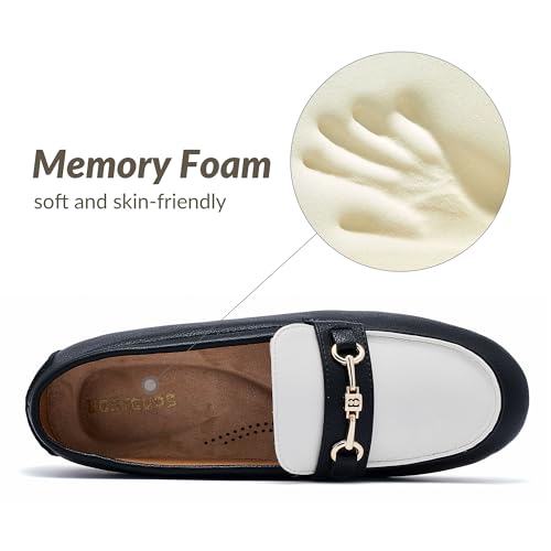 Image of BGSTGUDS Women's Wide Loafers Shoes Cute Dressy Shoes Ladies Comfort Slip Ons Work Shoes