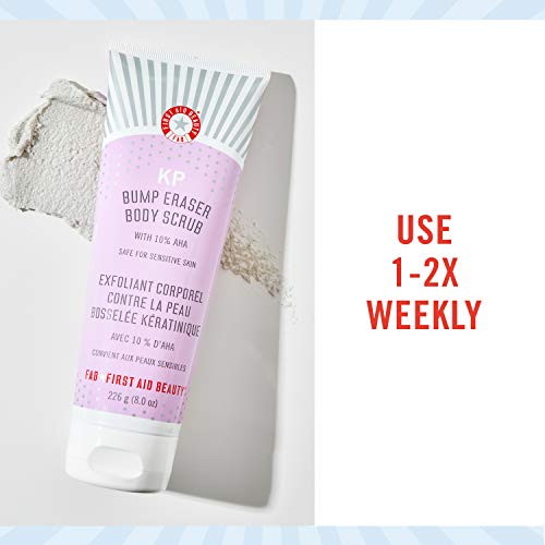 First Aid Beauty KP Bump Eraser Body Scrub with 10% AHA: Vegan Body Scrub to Decongestant Pores and Gently Exfoliate the Skin (8 oz)