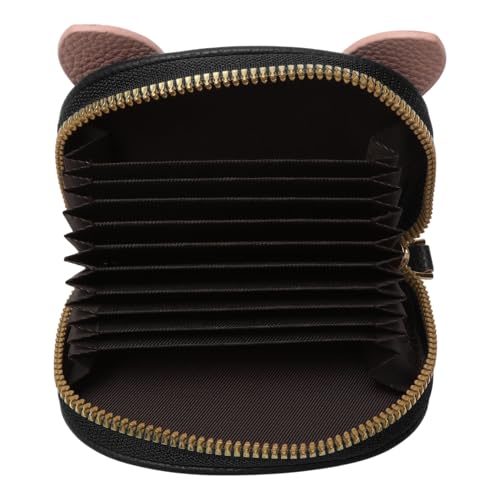 1Pcs Money Wallet Colorblock Pig Accordion Wallet PU Leather Black 10.3x8.7cm3