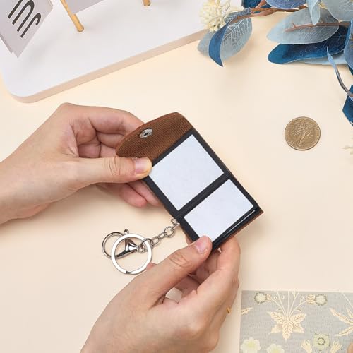 Álbum de fotos portátil en cuero PU con llavero, mini álbum marrón para 6 fotos, con cierre de langosta, ideal como regalo para parejas y familia miniatura 3