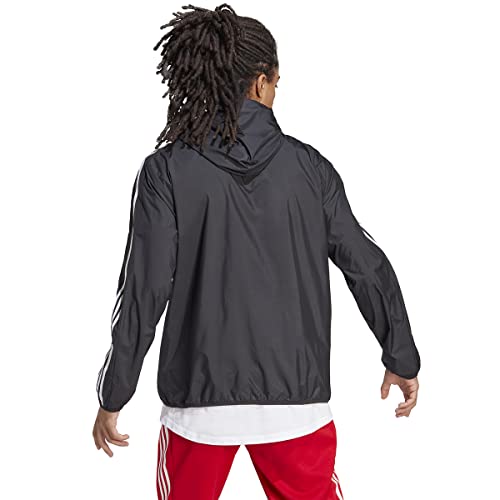 Adidas Men's Essentials Woven 3-Stripes Windbreaker, Black, Large #TOP2