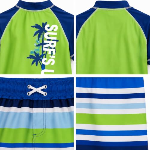 Image of iXtreme Boys Swim Set - 2 Piece Rash Guard Short Sleeve Swim Shirt and Boys Swim Trunks for Infants Toddlers & Big Boys