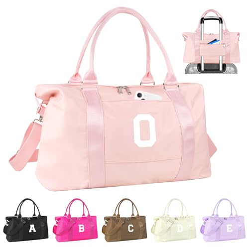 Dance Gym Duffel Bag Gifts for Girls Teen,Personalized Initial Travel Weekender Bag Cute Overnight Carry On Cheer Dance Duffle Bagfor Women,Sports Travel Monogram Birthday Christmas Gifts(Letter O)