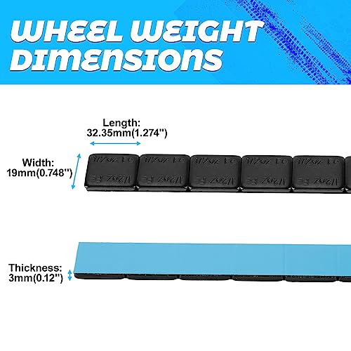 EASYBERG 1/2oz. Stick on Wheel Weights, Black Tire Balancing Wheel Weights for Motorcycles, Cars, Trucks, SUVs, Low Profile, Total 360pcs 180oz. - Thumbnail 5