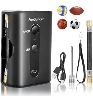 FreeLionVon 2023 newest Electric Ball Pump,Smart Air Pump Portable Fast Ball Inflation,(Max 20PSI) with Ball Needle*2 for (football, basketball, volleyball, rugby, beach balls, American Football)