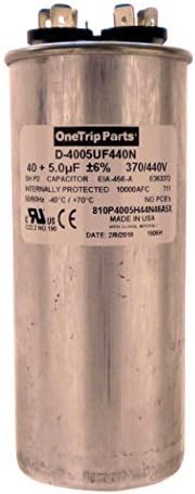 USA Run Capacitor 40+5 UF 40/5 MFD 370 VAC / 440 VAC 2 Inch Round Heavy Duty