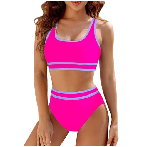 Bikini Damen Set High Waist Bikinihose Badebekleidung Zweiteiler Elegant Badeanzug Frauen Bauchweg Oberteil Zum Binden Sport Sexy Push Up Hose Shape Große Größen Urlaub Must Haves