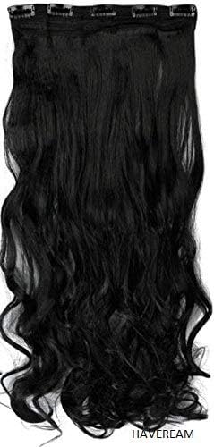 Haveream Curly Black | Natural Looking Silky |24 Inch Synthetic |24 Inch Women Long Hair Extension |5 Clips Based | Wavy Women|And Girl Hair Extension