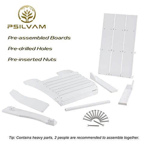Psilvam Modern Adirondack Chair, Oversized Poly Lumber Fire Pit Chair, 350 Lbs Support Patio Chairs For Garden, Weather Resistant Adirondack Chair Looks Like Real Wood (White) #TOP4