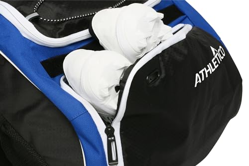 Athletico Baseball Bat Bag - Backpack for Baseball, T-Ball & Softball Equipment & Gear for Youth and Adults | Holds Bat, Helmet, Glove, & Shoes | Separate Shoe Compartment & Fence Hook (Blue) by Athletico - Used condition - Image 5