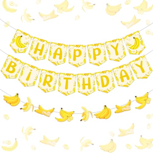 Décoration anniversaire banane bannière thème jaune