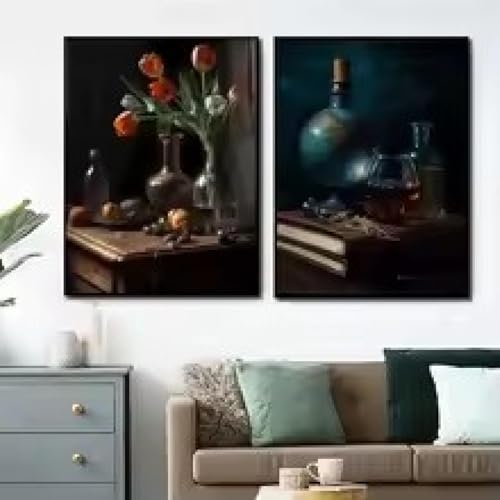 Impression sur toile fruits fleurs nature morte décoration murale salon