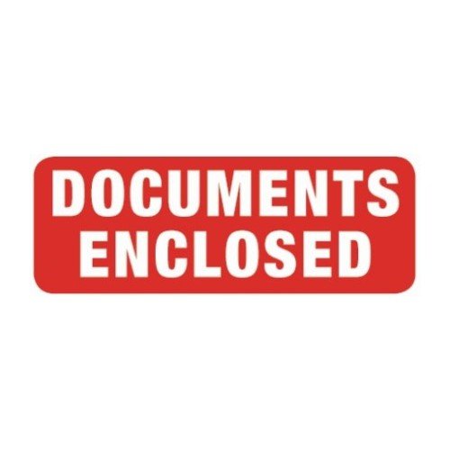 Swiftpak LAVL89DC "Documents Enclosed" Label, 89mm x 32mm, Pack of 1000