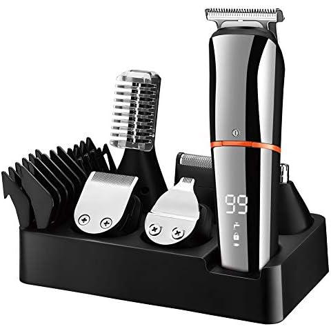 SURKER Beard Trimmer for Men Hair Clippers Body Mustache Nose Hair Groomer Cordless Precision Trimmer 6 in 1 Grooming Kit Waterproof USB Rechargeable Cover