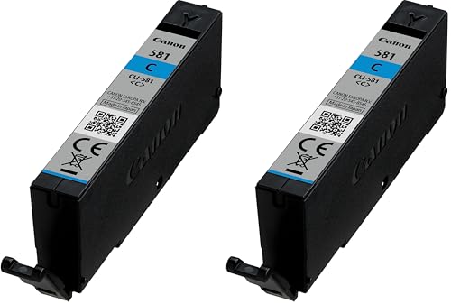 Canon CLI-581 C Cartouche Cyan sous emballage carton original - Lot de 2