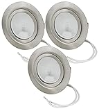 3er Satz Halogen Möbeleinbauleuchte Chrom glänzend DIMMBAR inklusive 12V 20Watt G4 Leuchtmittel und 15cm Anschlusskabel