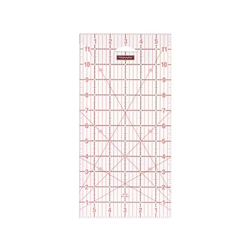 Fiskars linjal, rutnät i tum/inch 6 "x 12", perfekt för lappteknik, olika former, akryl, 1004744