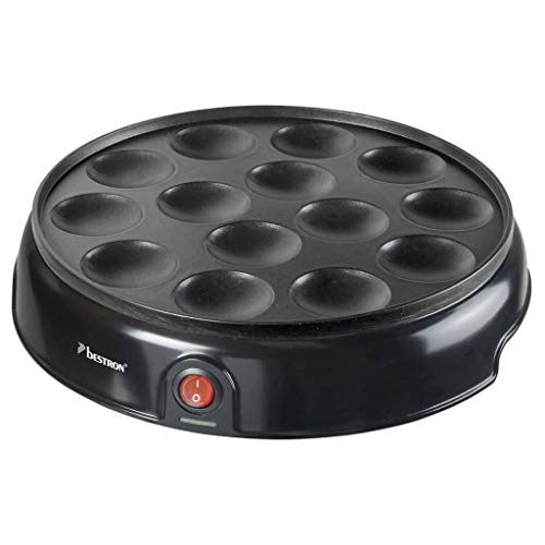 Bestron Électrique Appareil à Poffertjes (Profiteroles) au Design Rétro, Mini Crêpier avec Revêtement Anti-Adhésif, Sweet Dreams, 800 Watts, Couleur: Noir