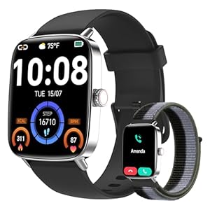 Smart Watch for Women Men, 2025 New Smartwatch (Answer/Make Call) for iPhone/Android, 1.85″ HD 60+FPS Screen Fitness Tracker with 110+ Sport Modes, Sleep/Health Monitor, IP68 Waterproof, with 2 Bands