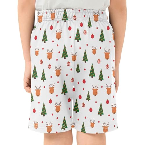 Christmas Trees Athletic Shorts with Zipper Pockets, Youth Boys Athletic Running Shorts for Summer3