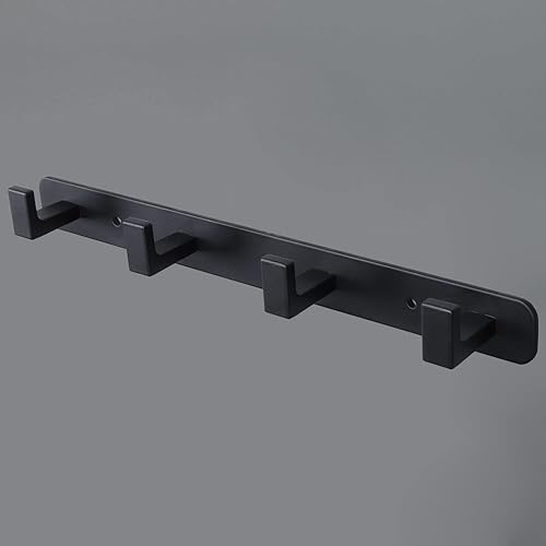 Perchero de acero inoxidable resistente con 4 ganchos de tres abrigos, gancho de pared de almacenamiento montado en la pared, gancho de ropa