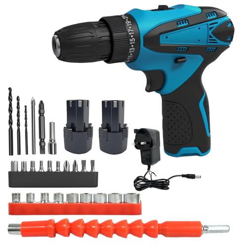 Image of 12V Cordless Drill Driver Set with 2 x 3000mAh Batteries & Charger, 25+1 Clutch Settings, 2-Speed Gearbox, LED Light, Ergonomic Design, Compact Body - Complete Tool Kit for Home DIY & Repair