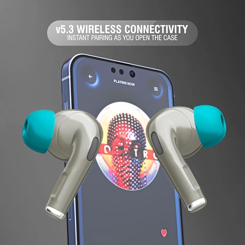 Image of UBON Air Tiger J26 Bluetooth TWS Earbuds with 40H Playtime, 500H Standby, ANR Noise Reduction, Low Latency, Fast Charging, v5.3 Bluetooth, Touch Controls & Mic Wireless Earphones (Grey)