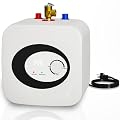 2.5 Gallon Mini Tank Electric Water Heater, 1500W 110V/120V, Under Sink Water Heater with Digital Display & Pressure Relief Valve, Instant Hot Water for Kitchen Bathroom RV Camper,Includes 2 Hoses