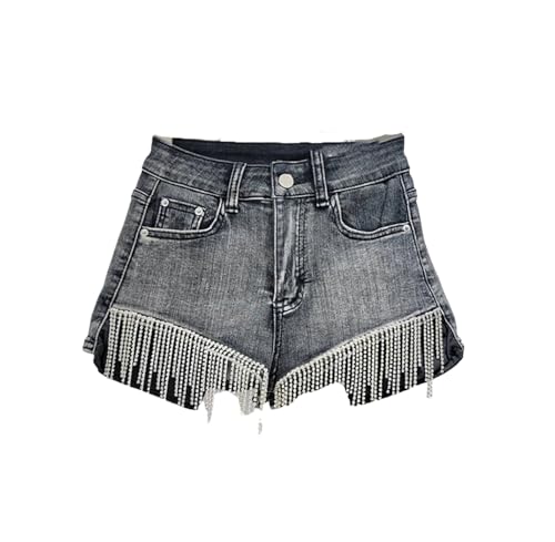 Short en jean extensible taille haute femme noir M short denim stretch