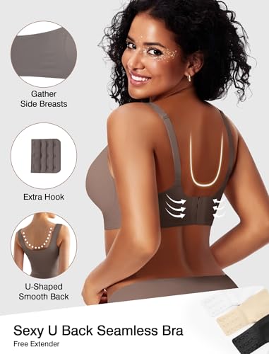 Image of Wireless Bras for Women Jelly No Underwire Push Up Seamless Comfort Full Coverage Supportive Soft Everyday Tshirt Bra