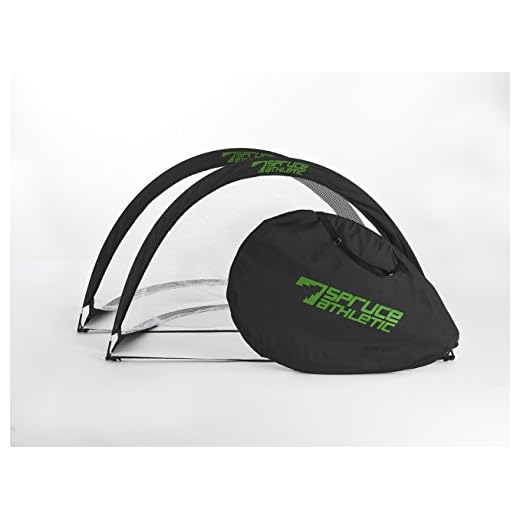 Spruce Athletic 1 Pair of Competition Quality 6ft Pop-up Soccer Goals with Free Carry Bag - Durable, Collapsible, 5 Year Warranty! (Black)