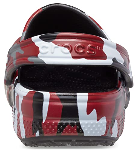 Image of Crocs Unisex-Adult Classic Camo Clogs, Black /Red, 13 Men /15 Women