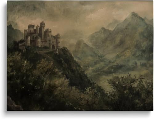 Moody Vintage Castle Wall Art,Castle on the Green Hills |