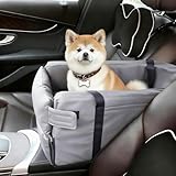 犬 ドライブボックス ペットドライブシート アームレストボックス 助手席 飛び出し防止リード付き 型崩れしない コンパクト 軽量 折りたたみ 滑り止め 防水 ペットカーシート 車載用 小型犬 猫 ファスナー付き ハンドル付き ポケット付き アウトドア 旅行 お出かけ お花見 公園 グレー