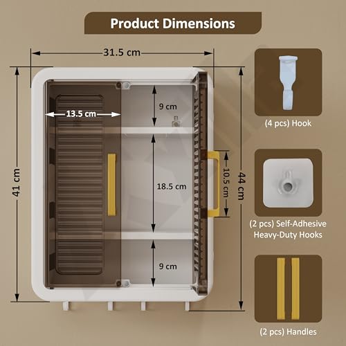 Image of Wall Mounted Storage Cabinet for Bathroom Essentials, Skincare & Makeup | Bathroom Cabinet with 2 Doors | Bathroom Shelf & Organizer Cabinet for Home (White)
