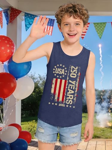 Image of CAZYCHILD Girls American Flag Tank Tops Boys 4th of July Shirts USA Summer Sleeveless Tee Independence Day Outfit 5-14y