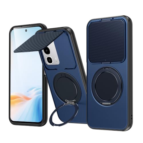 Image of SPAZY CASE Realme P4R 5G Back Cover|Premium Magnetic Ring Stand Case with Camera Protection Slider|360 Rotating Kickstand|Slim & Strong Grip Phone Case for Realme P4R 5G-Blue